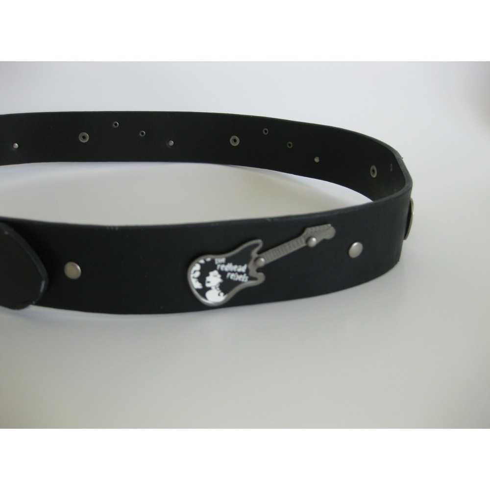 BELT BOYS 30" Black with Metal Guitars Silver Buckle Music Lover MEN